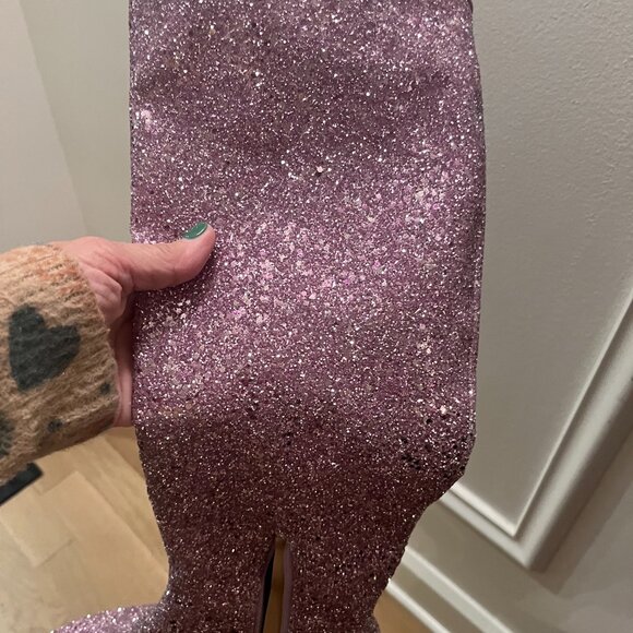 XYD Purple Glitter Knee High Boots - Picture 5 of 8